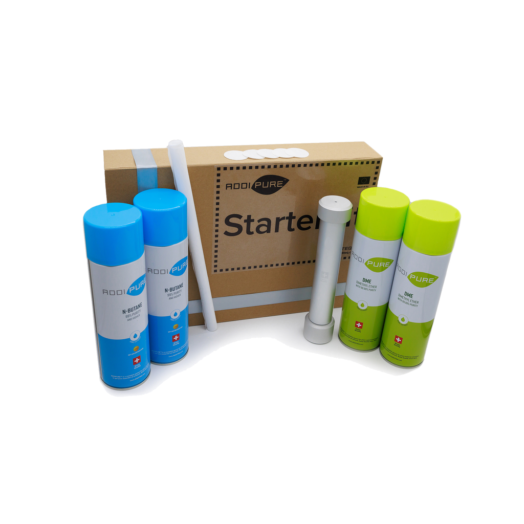 ADDIPURE StarterKit 35*35 (DME, n-Butane). Tout ce dont vous avez besoin pour une extraction de plantes. Qualité suisse.